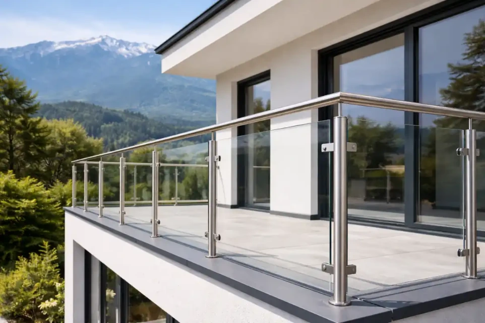Edelstahl-Glasgeländer am Balkon in Innsbruck-Igls – Geländerbau Dachdecker Innsbruck Edelstahl-Glasgeländer am Balkon in Innsbruck-Igls – Geländerbau Dachdecker Innsbruck