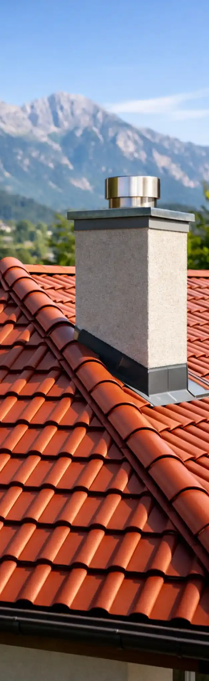 Dachdecker Innsbruck – neues Ziegeldach in Mühlau mit Dachfenster und präziser Neueindeckung vor der Nordkette